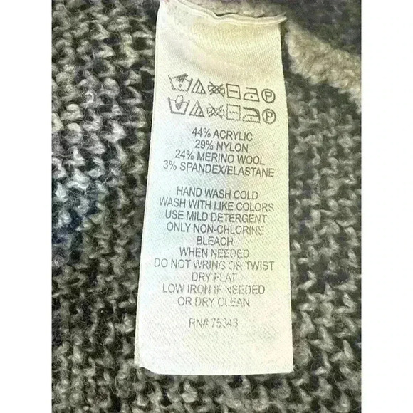 Christian Siriano Black Gray Sweater Medium Soft Mock neck Marino Wool Blend - Picture 4 of 4